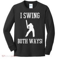 I Swing Both Ways Cricket With An Axe Bisexual LGBT Pride Kids Long Sleeve Shirt thumb 0
