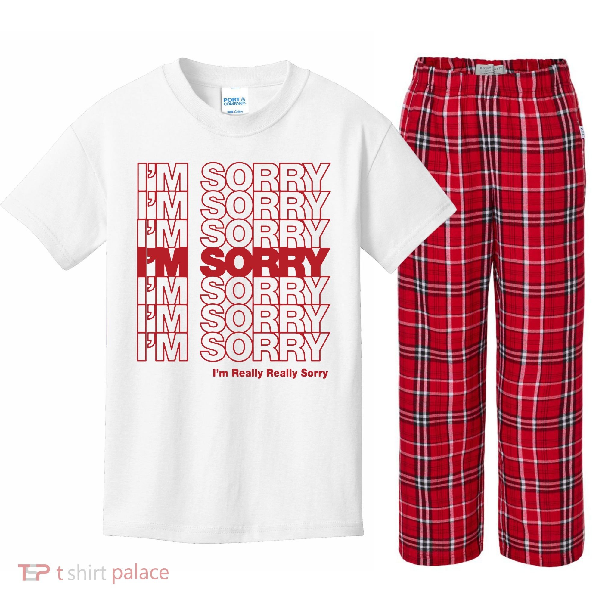 I'm Sorry Bag Kids Plaid Pajama Set