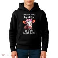 If Swearing Burned Calories I’D Be One Skinny Heifer Kids Hoodie thumb 4