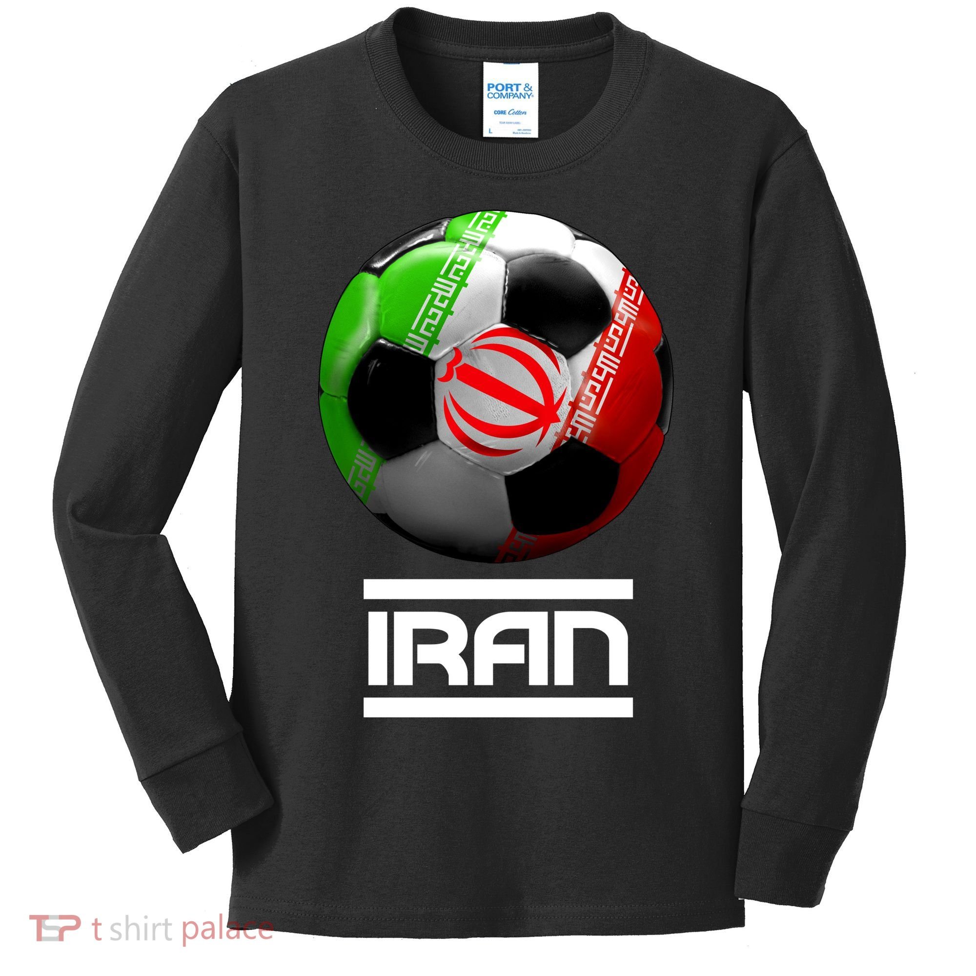 Iran Soccer Ball Kids Long Sleeve Shirt