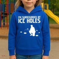 I'm Surrounded By Ice Holes Fishing Kids Hoodie thumb 3