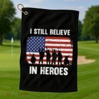 I Still Believe In Heroes Usa Flag Golf Towel thumb 1