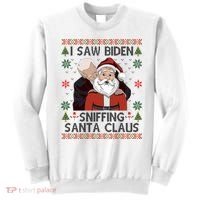 I Saw Biden Sniffing Santa Claus Funny Christmas Political Sweatshirt thumb 0