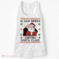 I Saw Biden Sniffing Santa Claus Funny Christmas Political Women's Tank Top thumb 0