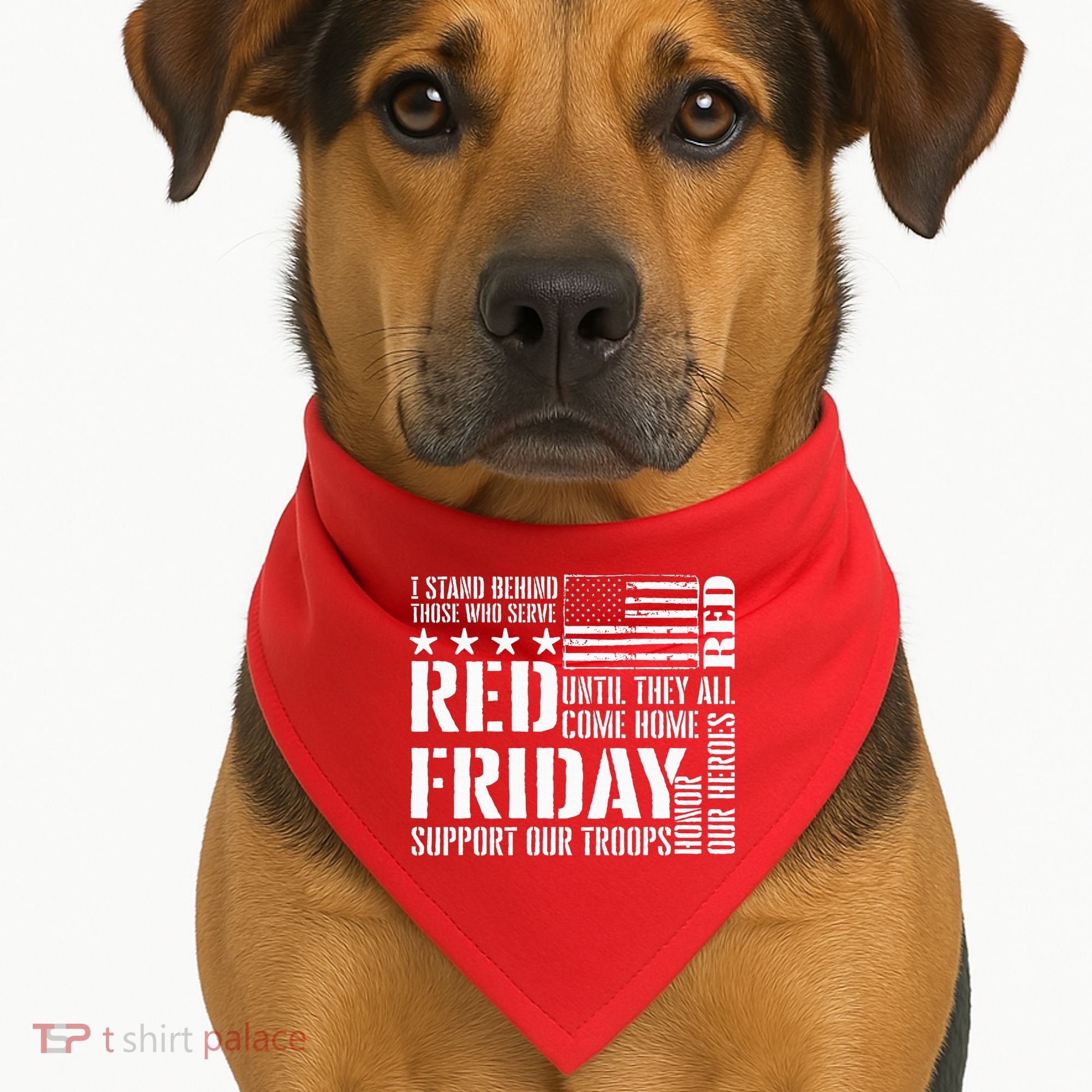 I Stand Behind Those Who Serve American Flag Red Friday USA-Made Doggie Bandana