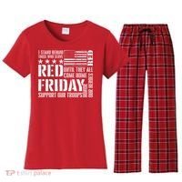 I Stand Behind Those Who Serve American Flag Red Friday Women's Flannel Pajama Set thumb 0