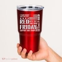 I Stand Behind Those Who Serve American Flag Red Friday Tumbler thumb 2