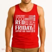 I Stand Behind Those Who Serve American Flag Red Friday Tank Top thumb 3
