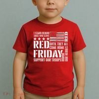 I Stand Behind Those Who Serve American Flag Red Friday Toddler T-Shirt thumb 2
