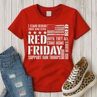 I Stand Behind Those Who Serve American Flag Red Friday Women's T-Shirt thumb 3