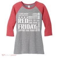 I Stand Behind Those Who Serve American Flag Red Friday Women's Tri-Blend 3/4-Sleeve Raglan Shirt thumb 0