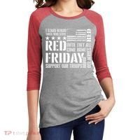 I Stand Behind Those Who Serve American Flag Red Friday Women's Tri-Blend 3/4-Sleeve Raglan Shirt thumb 2