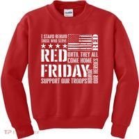 I Stand Behind Those Who Serve American Flag Red Friday Kids Sweatshirt thumb 0