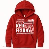 I Stand Behind Those Who Serve American Flag Red Friday Kids Hoodie thumb 0