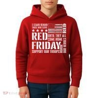 I Stand Behind Those Who Serve American Flag Red Friday Kids Hoodie thumb 4