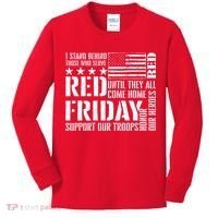 I Stand Behind Those Who Serve American Flag Red Friday Kids Long Sleeve Shirt thumb 0