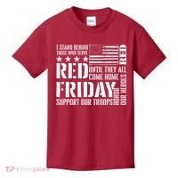 I Stand Behind Those Who Serve American Flag Red Friday Kids T-Shirt thumb 0