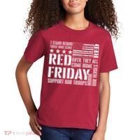 I Stand Behind Those Who Serve American Flag Red Friday Kids T-Shirt thumb 2