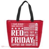 I Stand Behind Those Who Serve American Flag Red Friday Tote Bag thumb 0