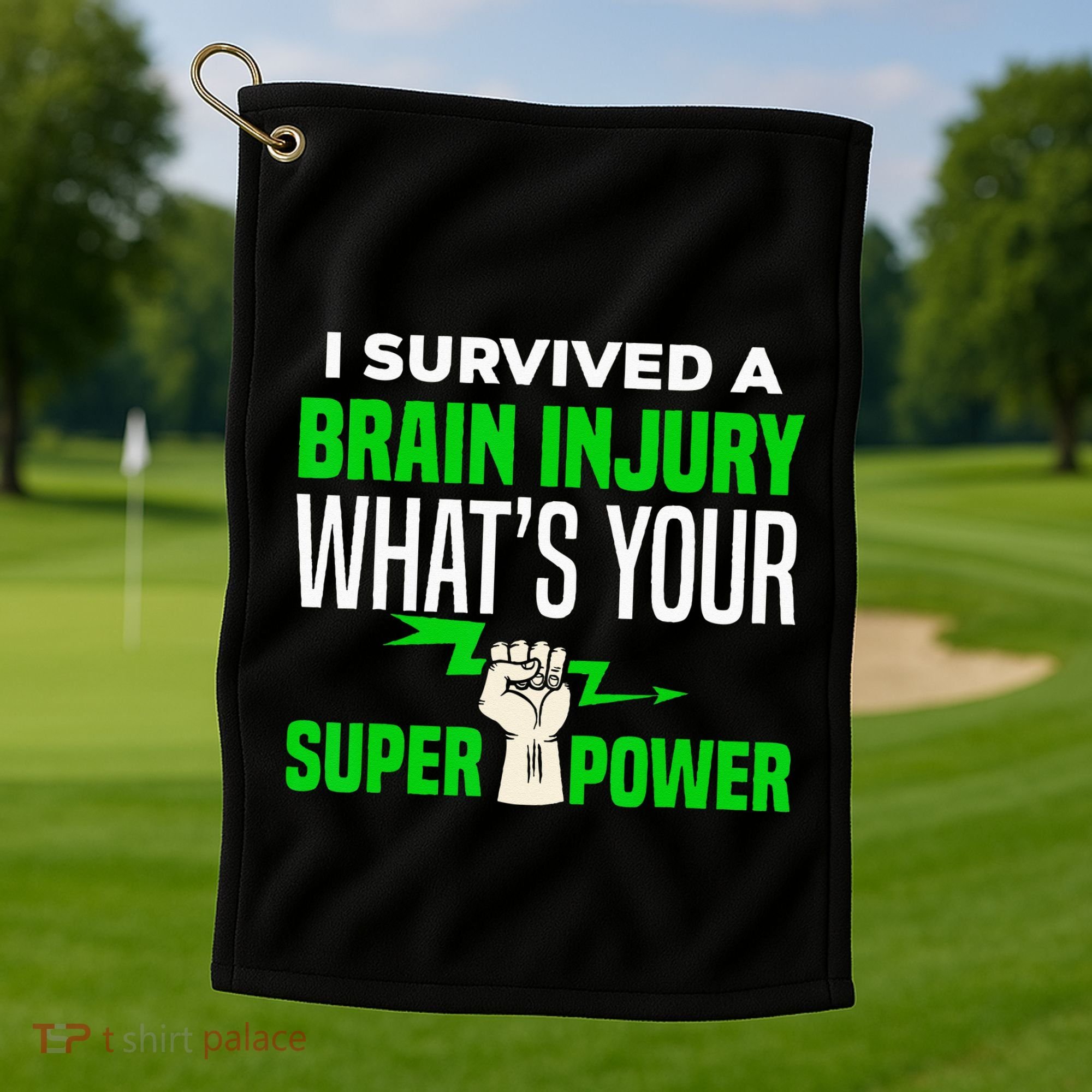 I Survived Brain Injury Awareness TBI Brain Injury Survivor Golf Towel