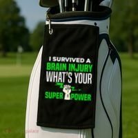 I Survived Brain Injury Awareness TBI Brain Injury Survivor Golf Towel thumb 2