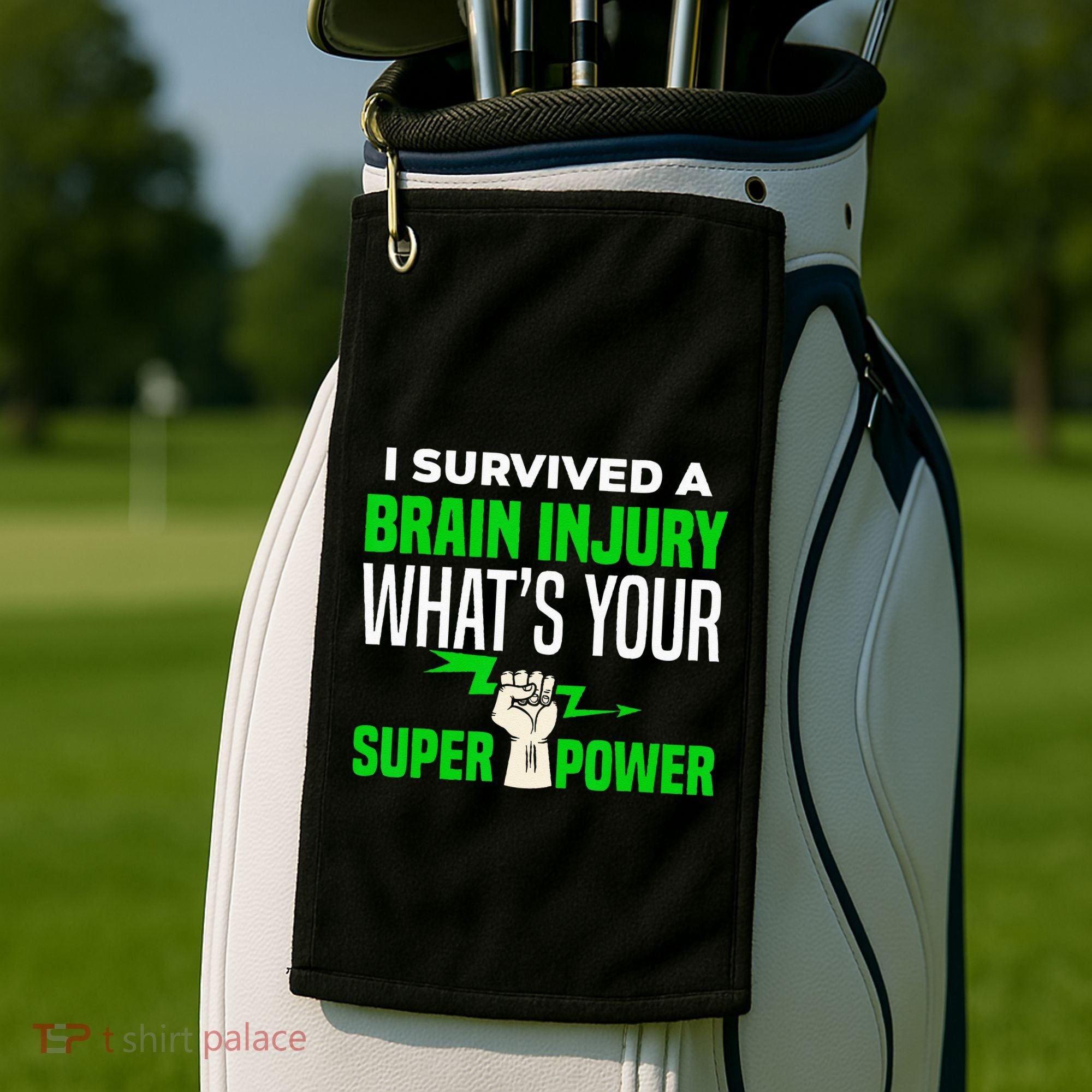 I Survived Brain Injury Awareness TBI Brain Injury Survivor Golf Towel
