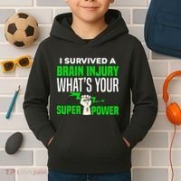 I Survived Brain Injury Awareness TBI Brain Injury Survivor Kids Hoodie thumb 2