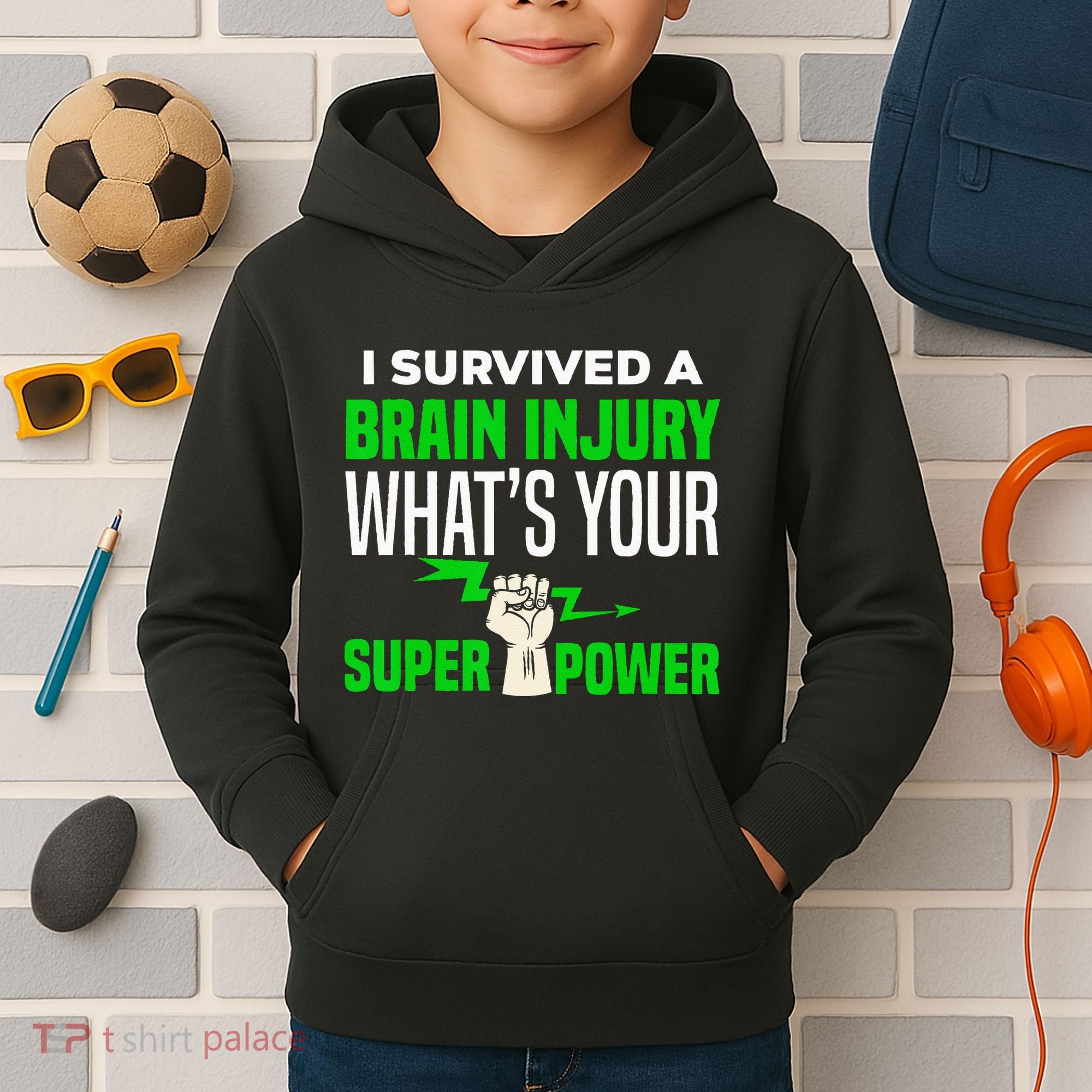I Survived Brain Injury Awareness TBI Brain Injury Survivor Kids Hoodie
