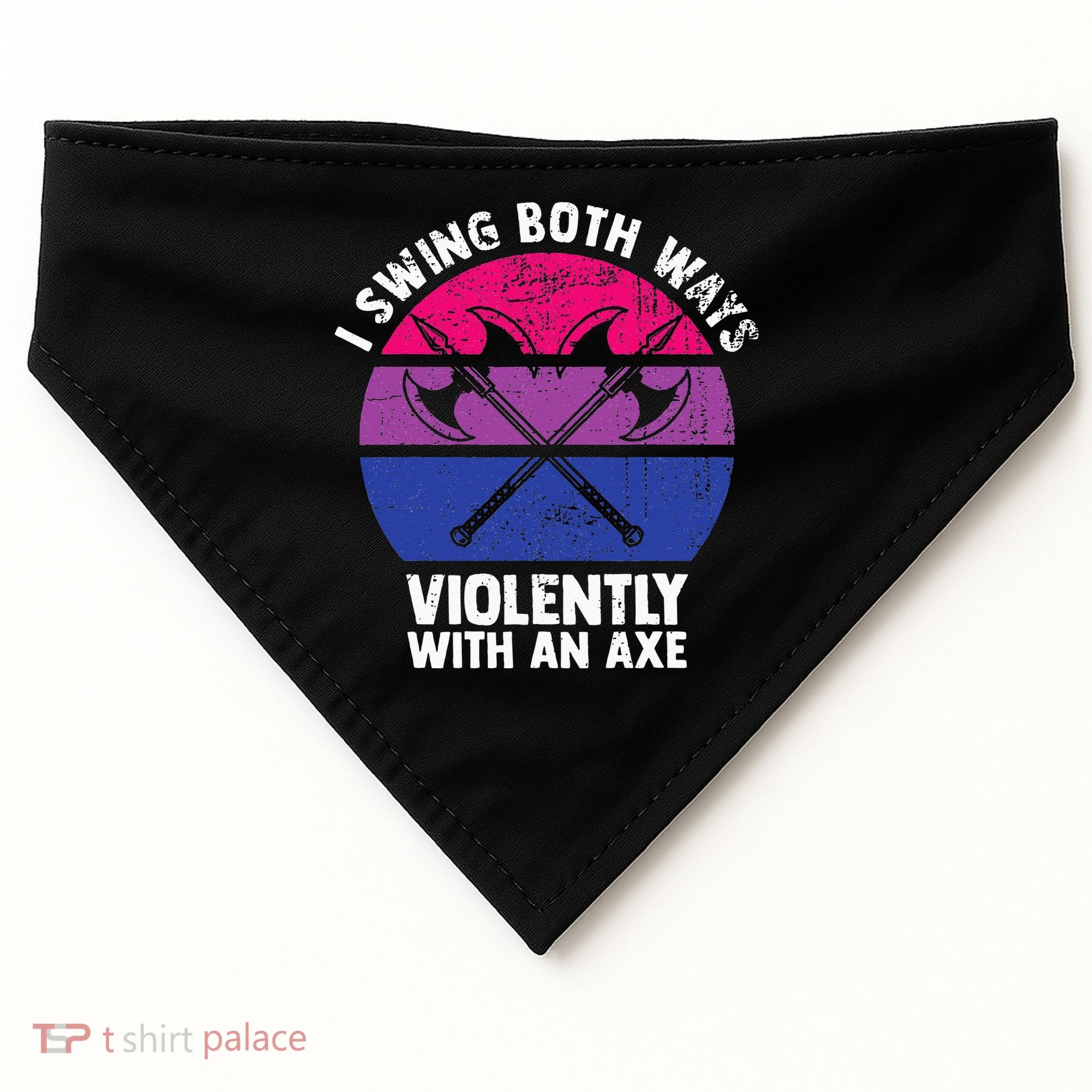 I Swing Both Ways Violently With An Axe Bisexual LGBT Pride USA-Made Doggie Bandana