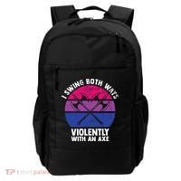 I Swing Both Ways Violently With An Axe Bisexual LGBT Pride Backpack thumb 0