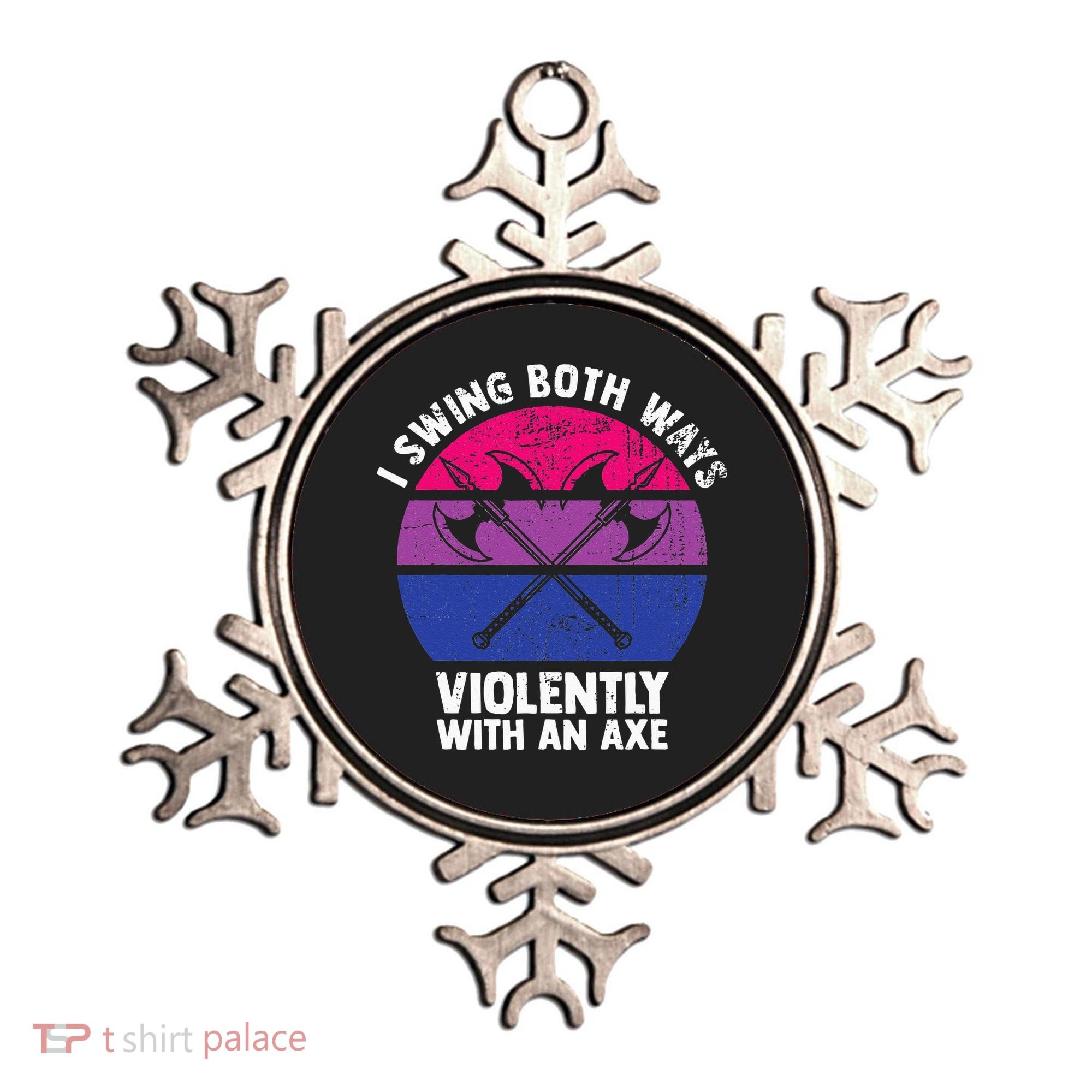 I Swing Both Ways Violently With An Axe Bisexual LGBT Pride Ornament