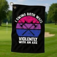 I Swing Both Ways Violently With An Axe Bisexual LGBT Pride Golf Towel thumb 1