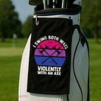 I Swing Both Ways Violently With An Axe Bisexual LGBT Pride Golf Towel thumb 2