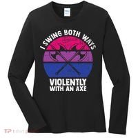 I Swing Both Ways Violently With An Axe Bisexual LGBT Pride Women's Long Sleeve Shirt thumb 0