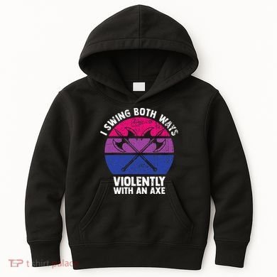 I Swing Both Ways Violently With An Axe Bisexual LGBT Pride Kids Hoodie