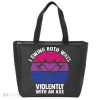 I Swing Both Ways Violently With An Axe Bisexual LGBT Pride Tote Bag thumb 0