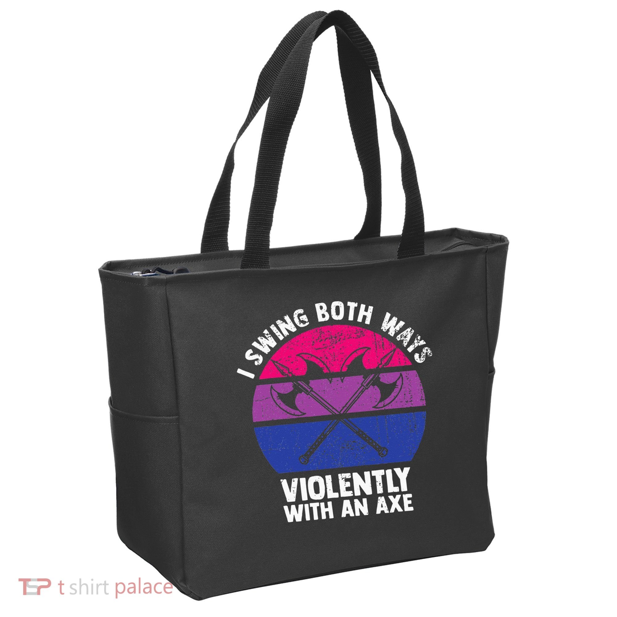 I Swing Both Ways Violently With An Axe Bisexual LGBT Pride Tote Bag