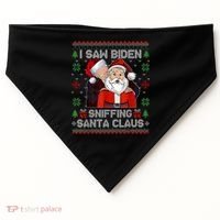 I Saw Biden Sniffing Santa Claus Funny Biden Ugly Xmas USA-Made Doggie Bandana thumb 0