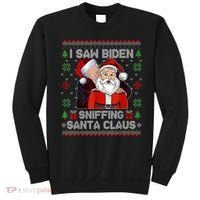 I Saw Biden Sniffing Santa Claus Funny Biden Ugly Xmas Sweatshirt thumb 0