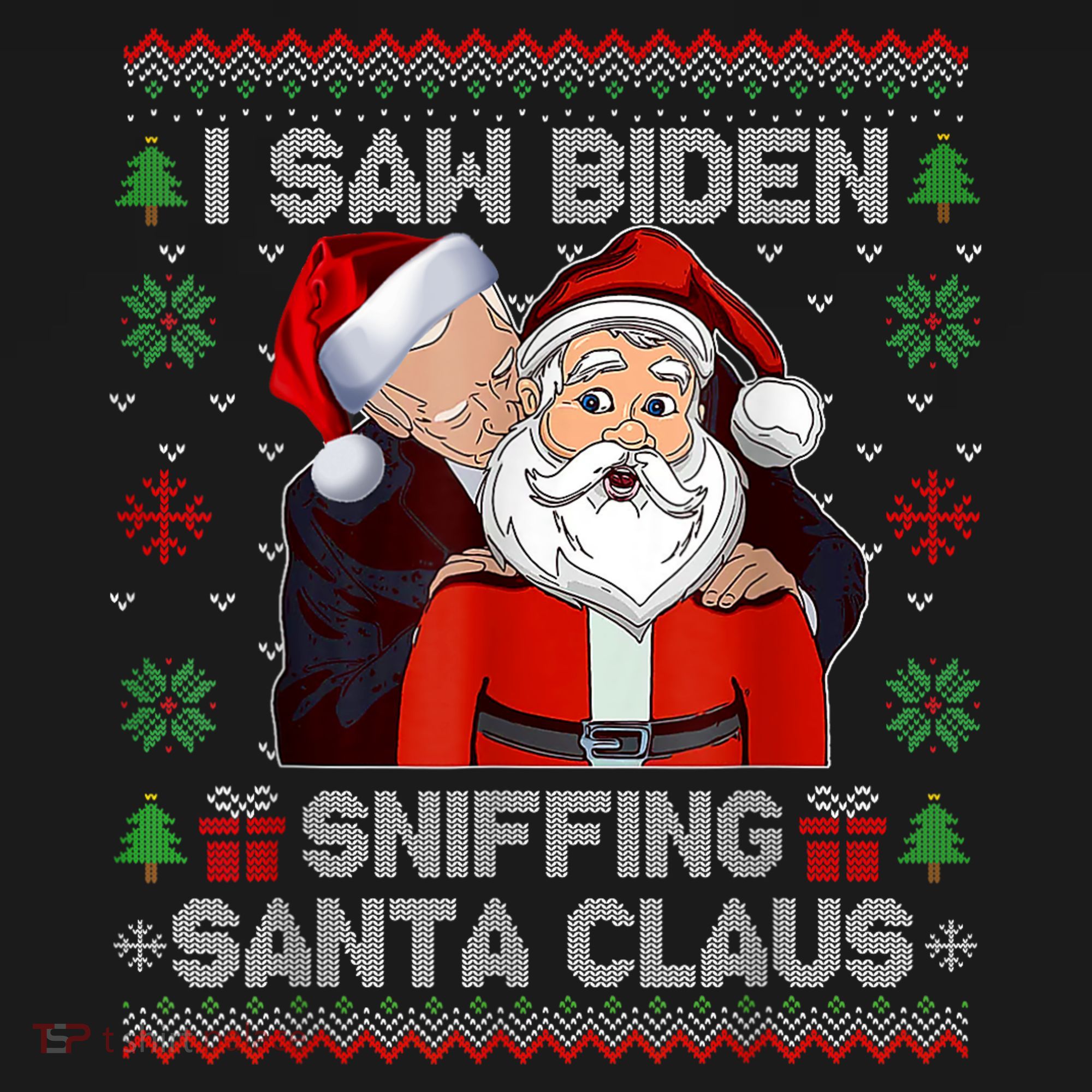 I Saw Biden Sniffing Santa Claus Funny Biden Ugly Xmas Women's Tank Top
