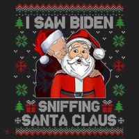 I Saw Biden Sniffing Santa Claus Funny Biden Ugly Xmas Golf Towel thumb 3