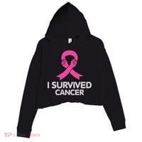 I Survived Cancer Breast Cancer Awareness Crop Fleece Hoodie thumb 0