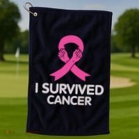 I Survived Cancer Breast Cancer Awareness Golf Towel thumb 1