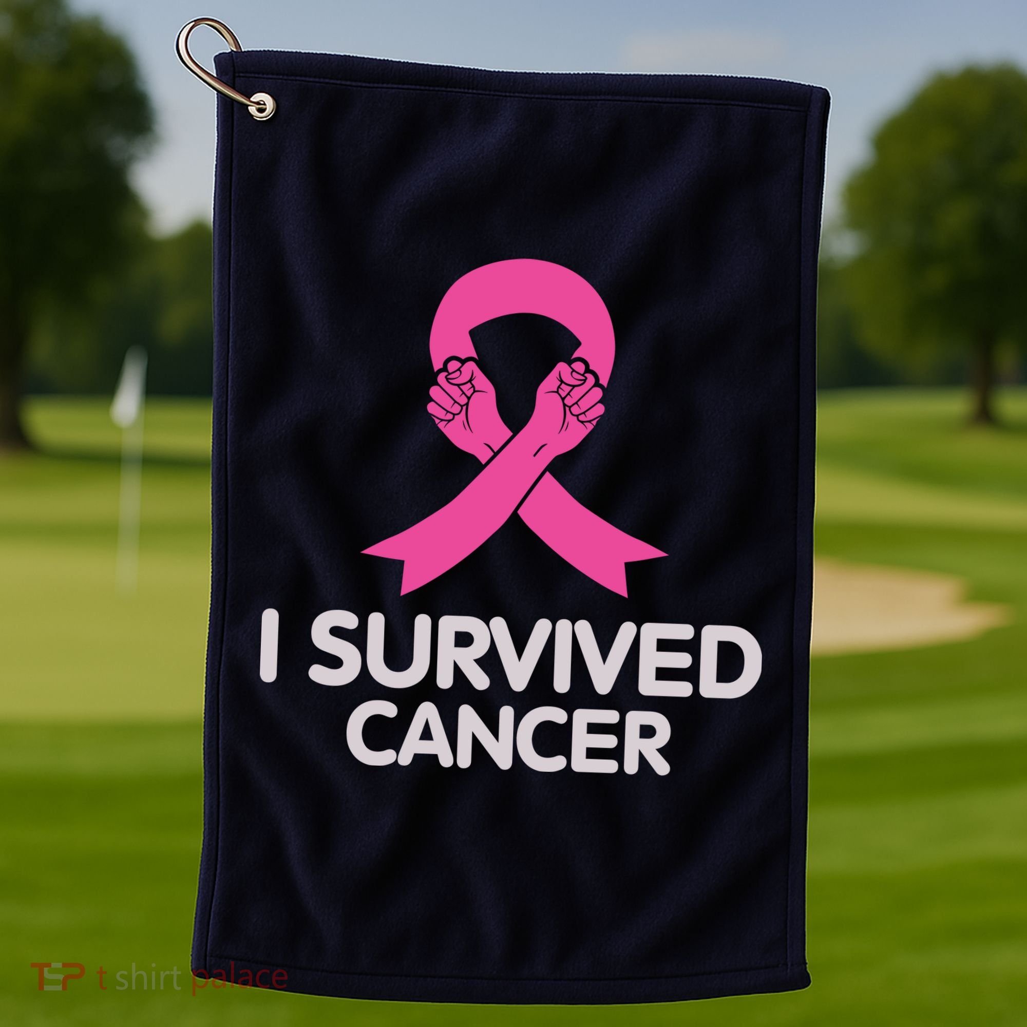I Survived Cancer Breast Cancer Awareness Golf Towel