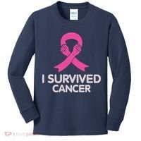 I Survived Cancer Breast Cancer Awareness Kids Long Sleeve Shirt thumb 0