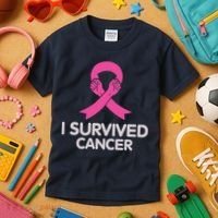 I Survived Cancer Breast Cancer Awareness Kids T-Shirt thumb 3