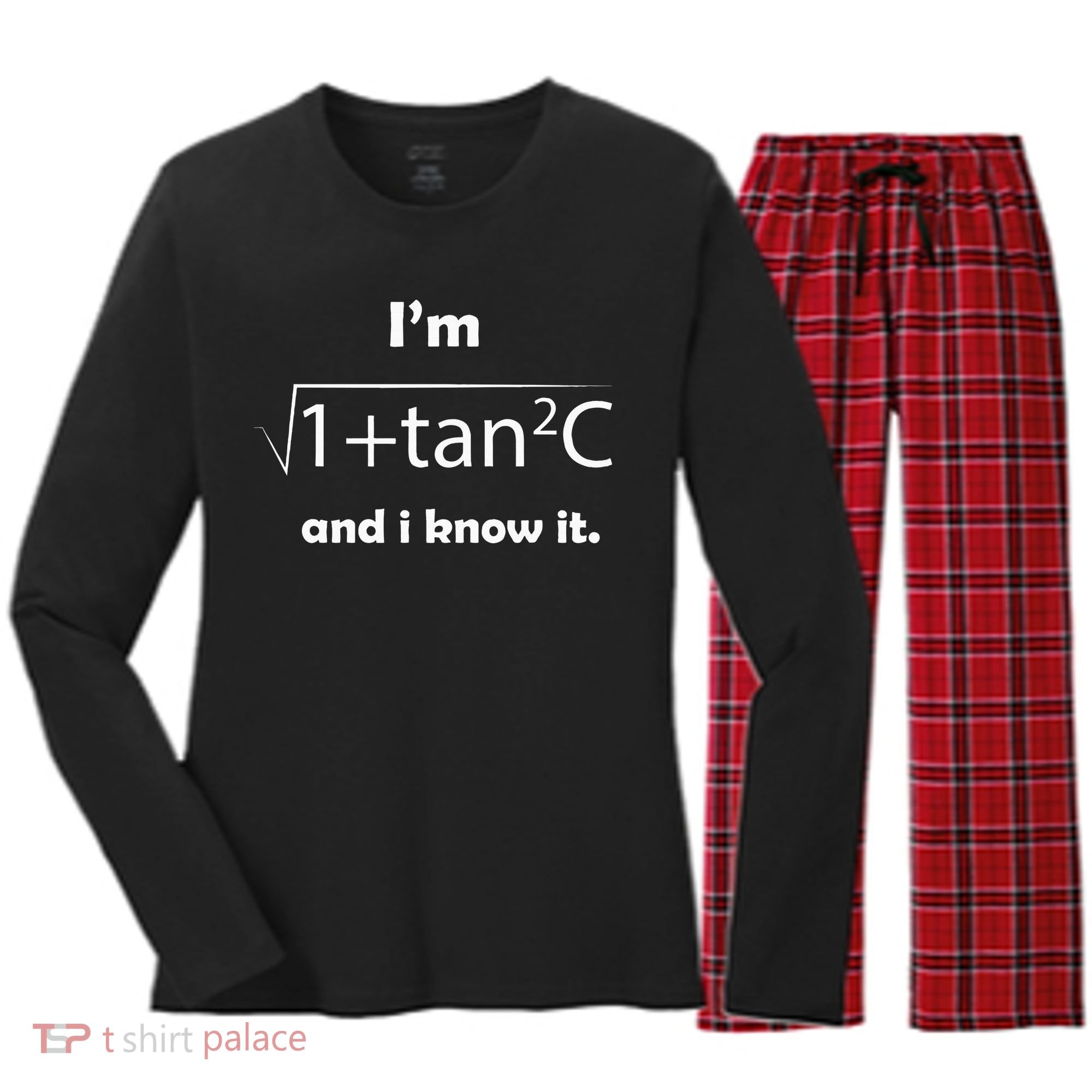 IM Sec C And I Know It Funny Sexy Math Humor Women's Long Sleeve Flannel Pajama Set 