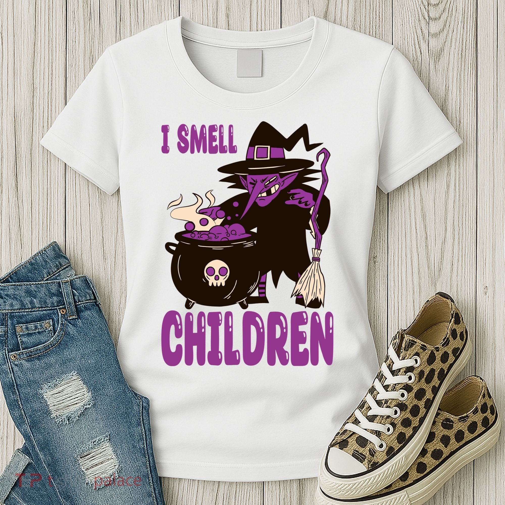 I Smell Children Funny Halloween Witch Women's T-Shirt