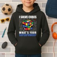I Solve Cubes What's Your Superpower Kids Hoodie thumb 2