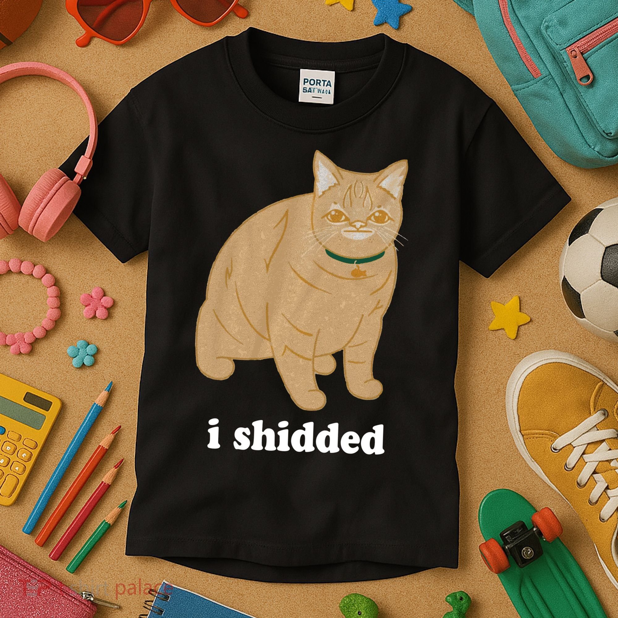 I Shidded Cat Funny Kids T-Shirt